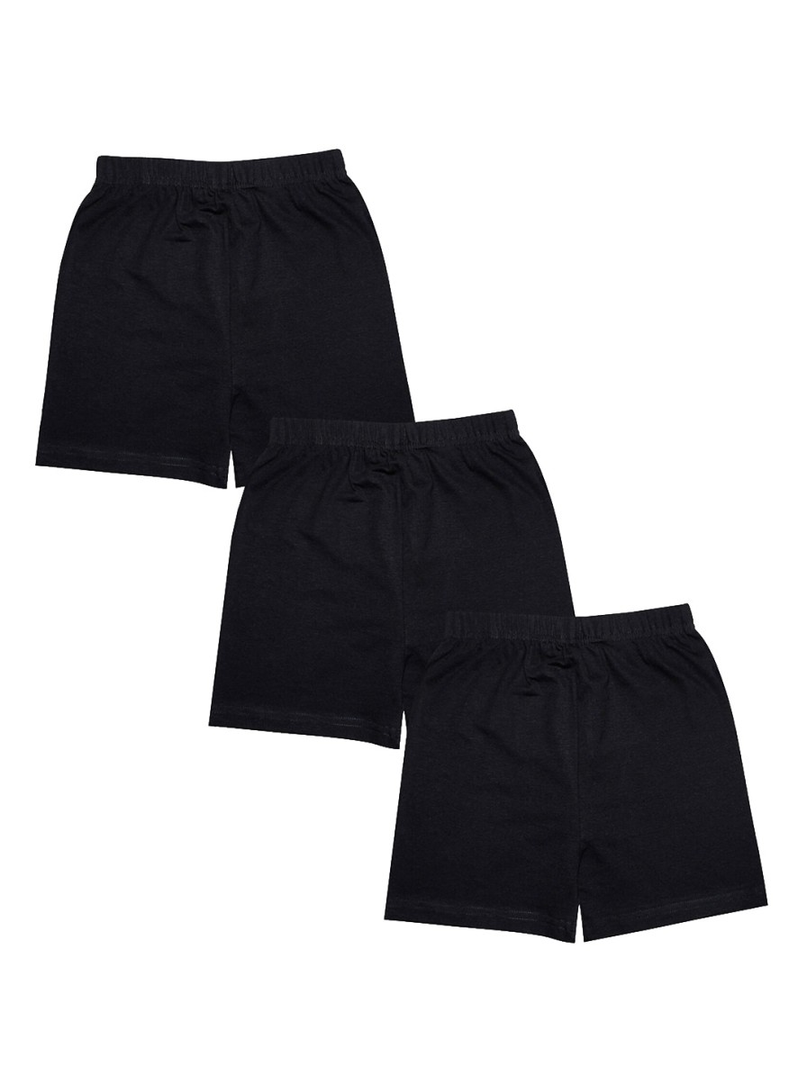 Kids KiddoPanti Skirts & Shorts | Buy Kiddopanti Girls Black Pack Of 3 Black Solid Mid Rise Cycling Regular Shorts - Apparel For Girls