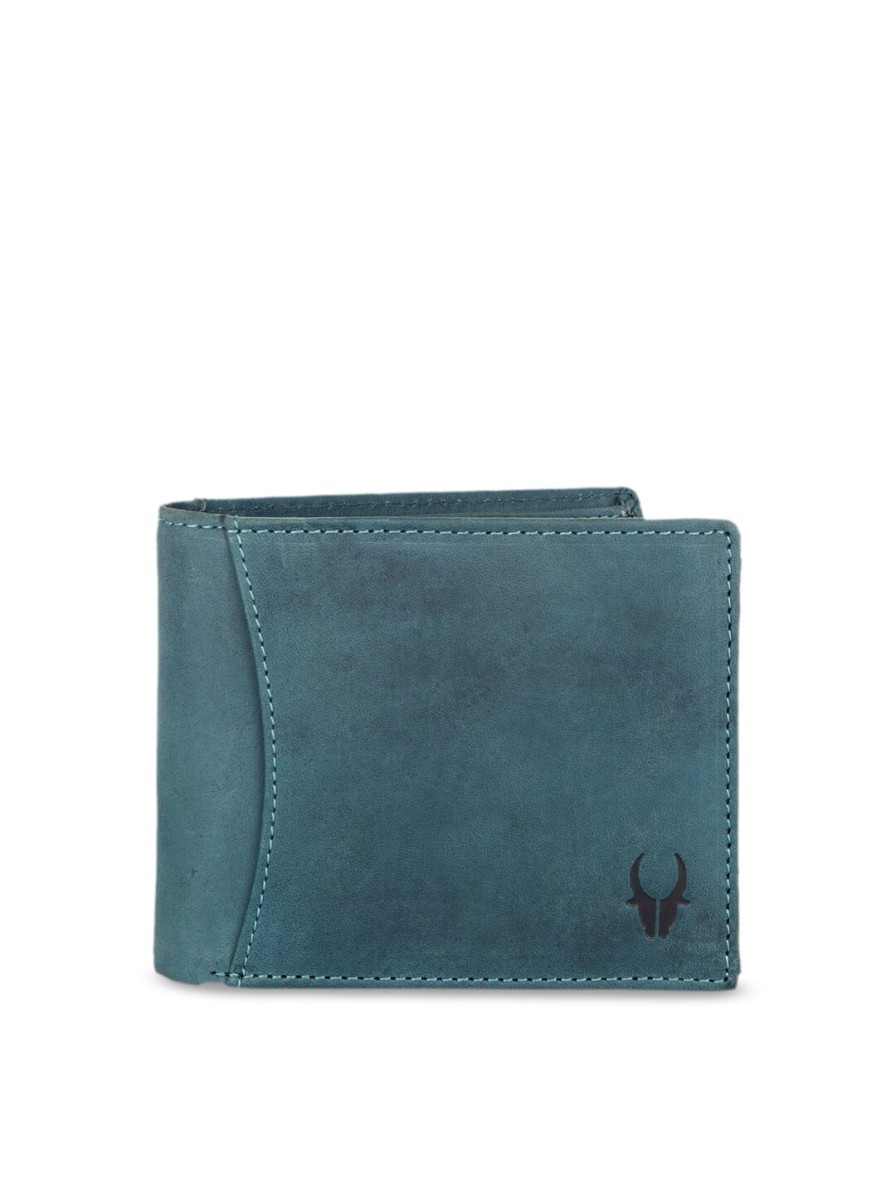 Men WildHorn Wallets | Buy Wildhorn Men Teal Solid Rfid Protected Leather Two Fold Wallet - Accessories For Men