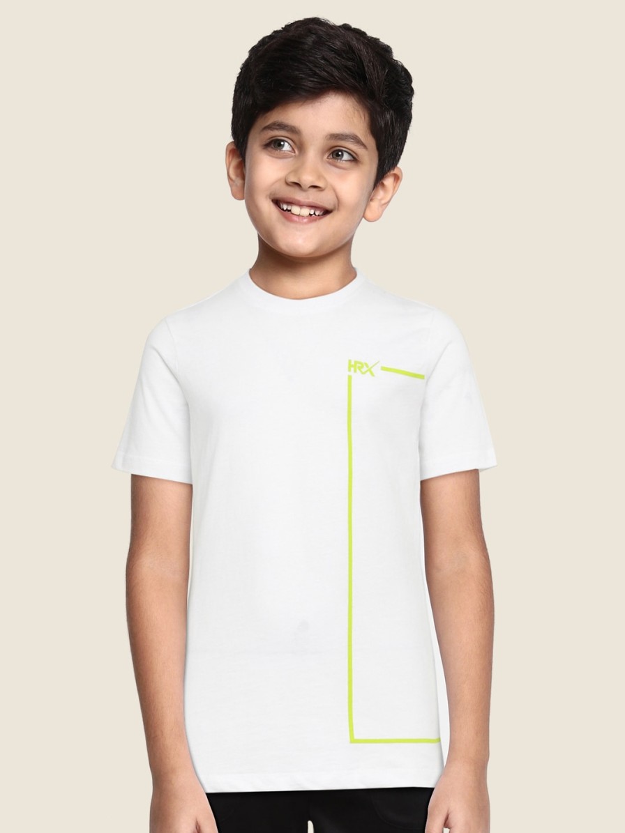 Kids HRX by Hrithik Roshan Hrx | Buy Hrx By Hrithik Roshan Boys White Typography Printed Lifestyle T Shirt - Apparel For Boys