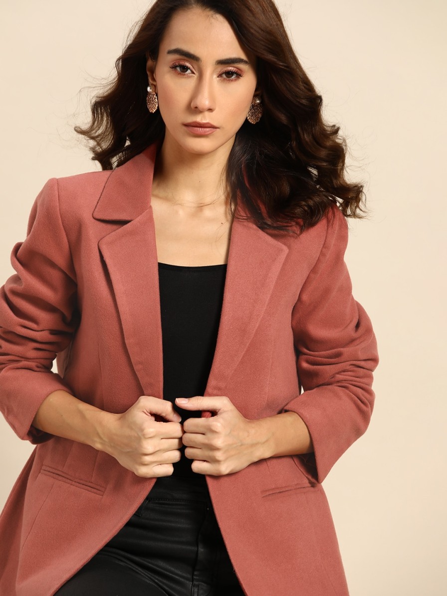 Women all about you Blazers & Waistcoats | Buy All About You Women Mauve Solid Single Breasted Casual Blazer - Apparel For Women