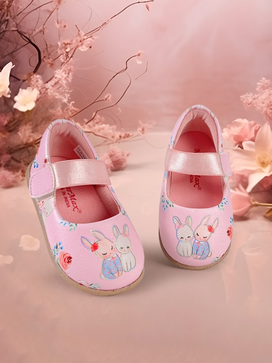 Kids KazarMax Flats | Buy Kazarmax Girls Shimmer Rabbits Printed Ballerinas - Footwear For Girls