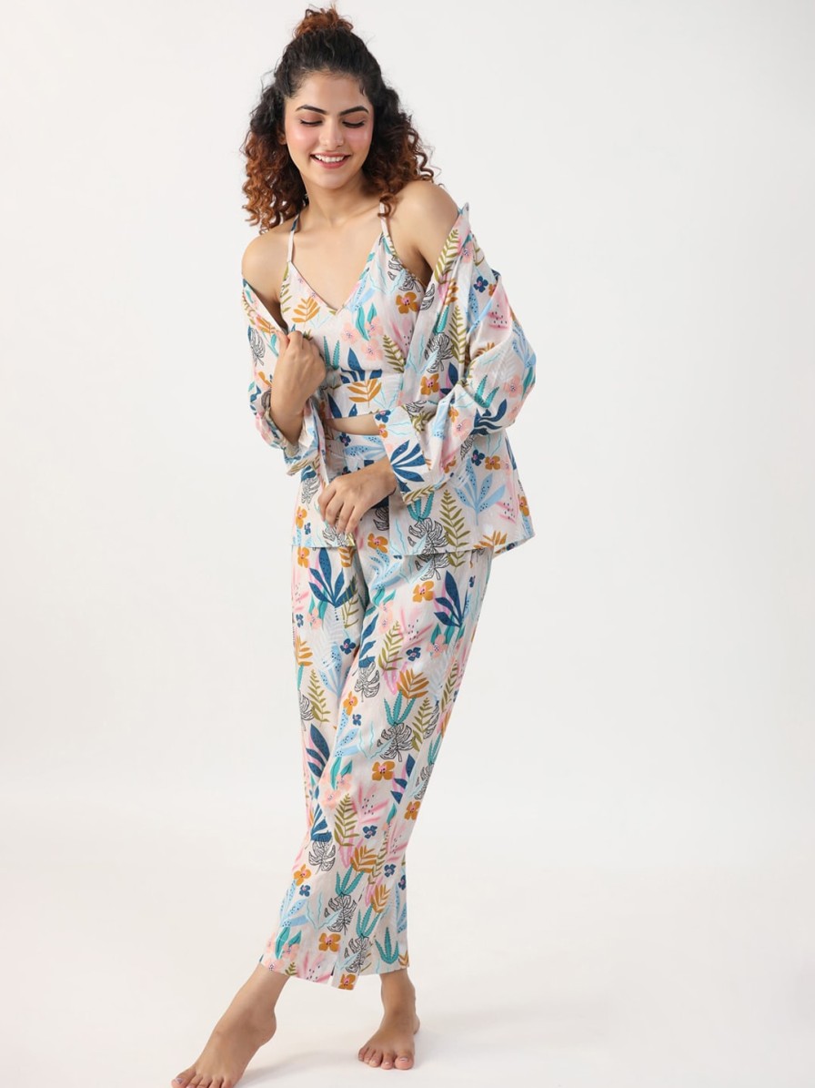 Women SANSKRUTIHOMES Sleepwear & Loungewear | Buy Sanskrutihomes Floral Printed Pure Cotton Night Suit - Apparel For Women