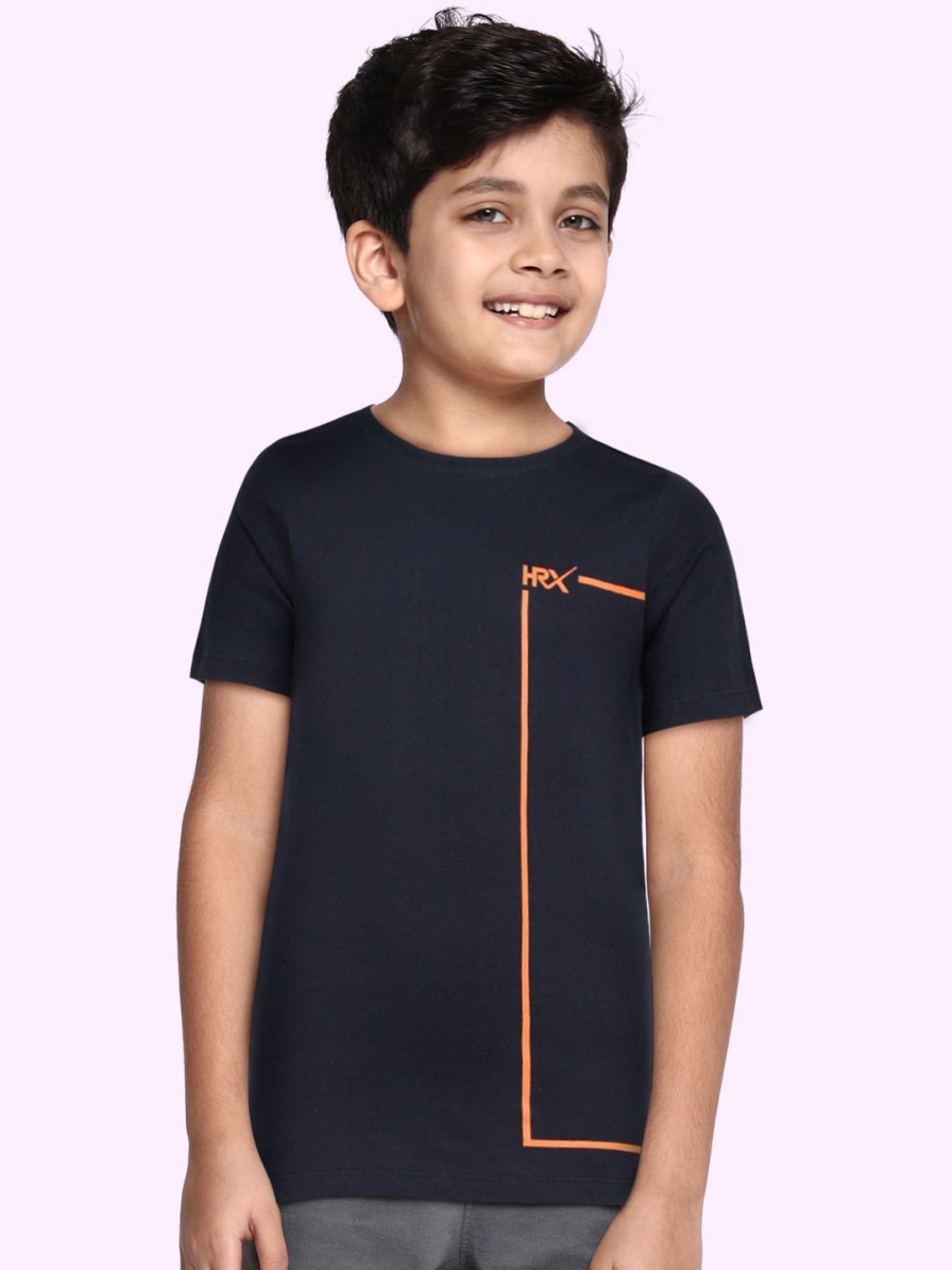 Kids HRX by Hrithik Roshan Hrx | Buy Hrx By Hrithik Roshan Boys Navy Blue Typography Printed Lifestyle T Shirt - Apparel For Boys