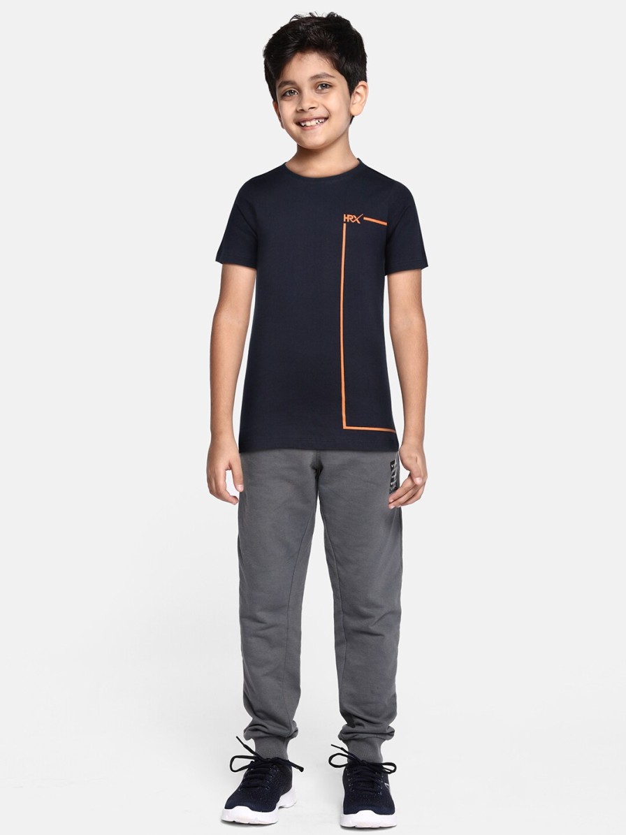 Kids HRX by Hrithik Roshan Hrx | Buy Hrx By Hrithik Roshan Boys Navy Blue Typography Printed Lifestyle T Shirt - Apparel For Boys