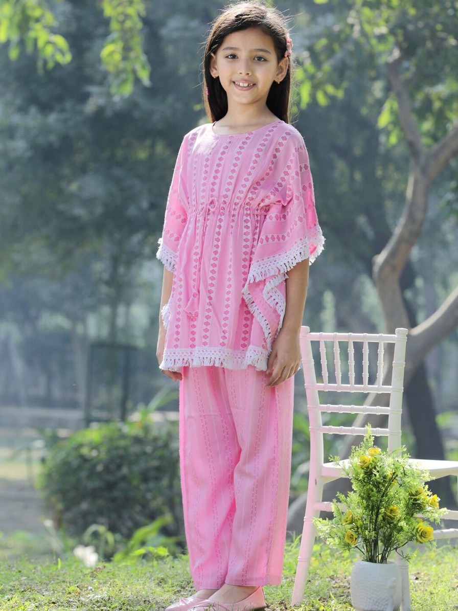 Kids Cutiekins Kurta Sets | Buy Cutiekins Girls Striped Kaftan Kurta With Palazzos - Apparel For Girls