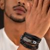 Men Roadster Rings & Wristwear | Buy The Roadster Lifestyle Co Men Set Of 3 Black & Brown Multistrand Bracelets - Accessories For Men