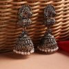 Women Sangria Earrings | Buy Sangria Red & Green Silver Plated Stone Studded & Beaded Jhumka - Accessories For Women