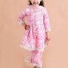 Kids pspeaches Kurta Sets | Buy Pspeaches Girls Pink Printed Gotta Patti Pure Cotton Kurta With Palazzos & With Dupatta - Apparel For Girls