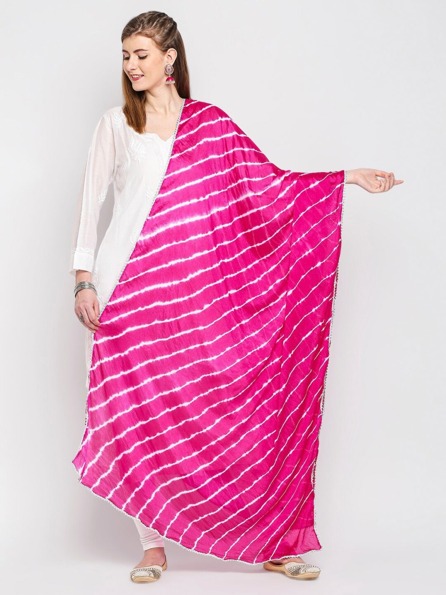 Women Dupatta Bazaar Dupattas & Shawls | Buy Dupatta Bazaar Pink Leheriya Dupatta - Apparel For Women