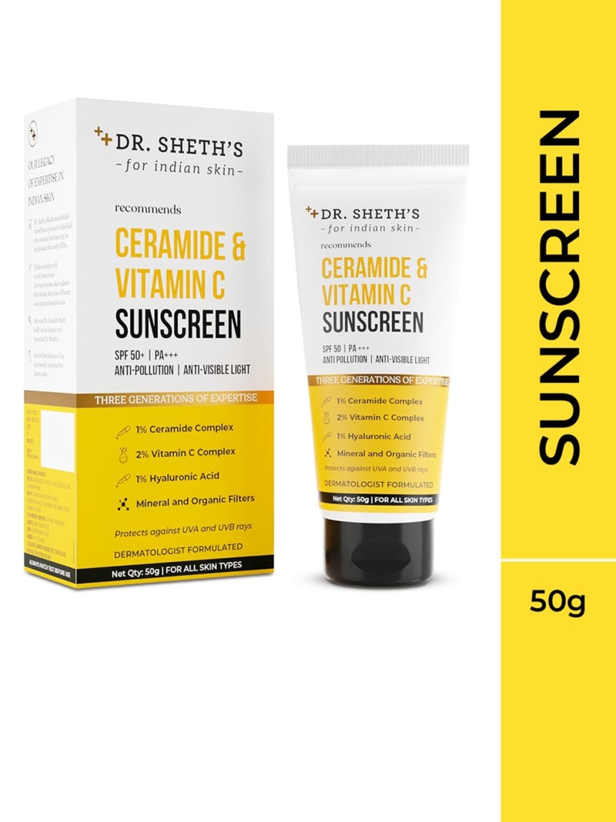 Women DR. SHETHS Skincare | Buy Dr. Sheths Ceramide & Vitamin C Spf 50+ Sunscreen 50G - Personal Care For Unisex