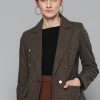 Women Chemistry Blazers & Waistcoats | Buy Chemistry Women Brown & Black Checked Double Breasted Blazer - Apparel For Women