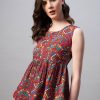 Women Azira Kurtis, Tunics & Tops | Buy Azira Red Print Ethnic Top - Apparel For Women