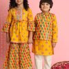 Kids Readiprint Fashions Ethnic Wear | Buy Readiprint Fashions Boys Floral Printed Pure Cotton Kurta With Pyjamas & Nehru Jacket - Apparel For Boys