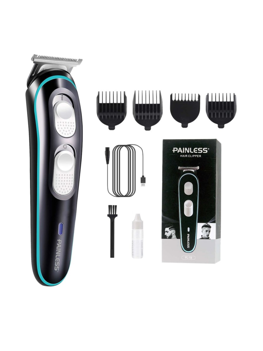 Men PAINLESS Trimmers | Buy Painless Black & Turquoise Blue Rechargeable Hair Trimmer - Personal Care For Unisex