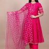 Women HERE&NOW Dupattas & Shawls | Buy Here&Now Magenta & Gold Toned Ethnic Motifs Embroidered Dupatta - Apparel For Women