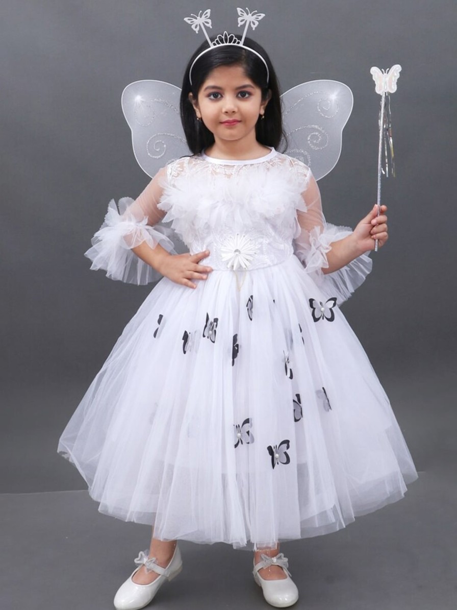 Kids BAESD Party Wear | Buy Baesd Girls Bell Sleeve Net Fit & Flare Party Dress - Apparel For Girls