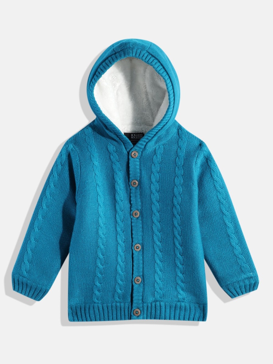 Kids HERE&NOW Jacket, Sweater & Sweatshirts | Buy Here&Now Boys Self Design Acrylic Hooded Sweatshirt - Apparel For Boys