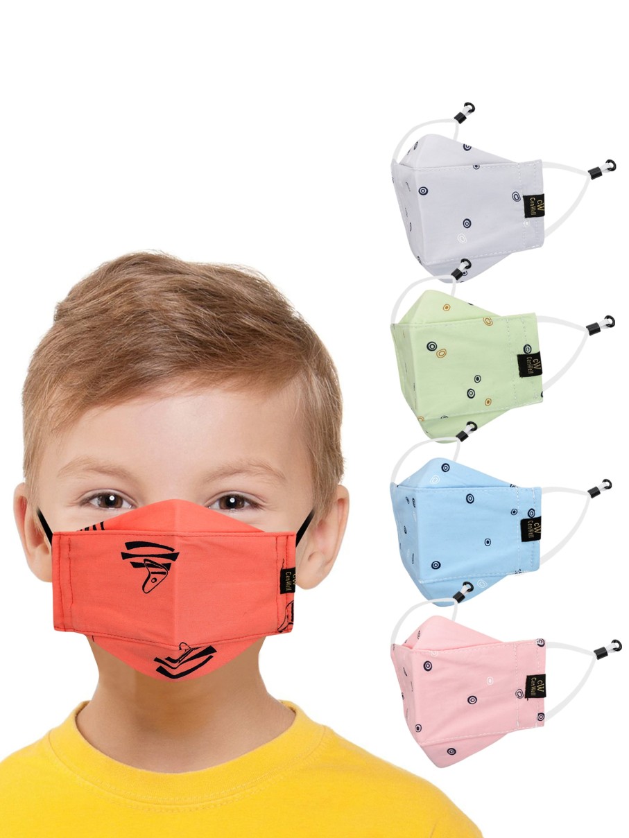 Kids CENWELL Masks & Protective Gears | Buy Cenwell Kids Pack Of 5 Multi Printed 6 Ply Pure Cotton Reusable 3D Cloth Masks - Accessories For Unisex Kids