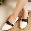 Women DressBerry Flats | Buy Dressberry Cream Coloured Buckel Detail Pointed Toe Ballerinas Flats - Footwear For Women