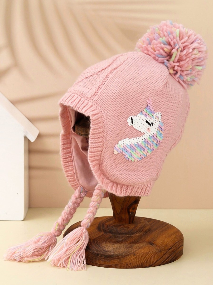 Kids Yellow Bee Caps & Hats | Buy Yellow Bee Girls Reversible Sequins Unicorn Woollen Cap - Accessories For Girls