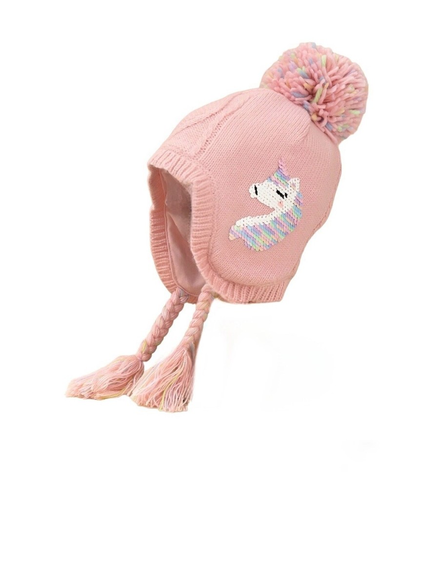 Kids Yellow Bee Caps & Hats | Buy Yellow Bee Girls Reversible Sequins Unicorn Woollen Cap - Accessories For Girls