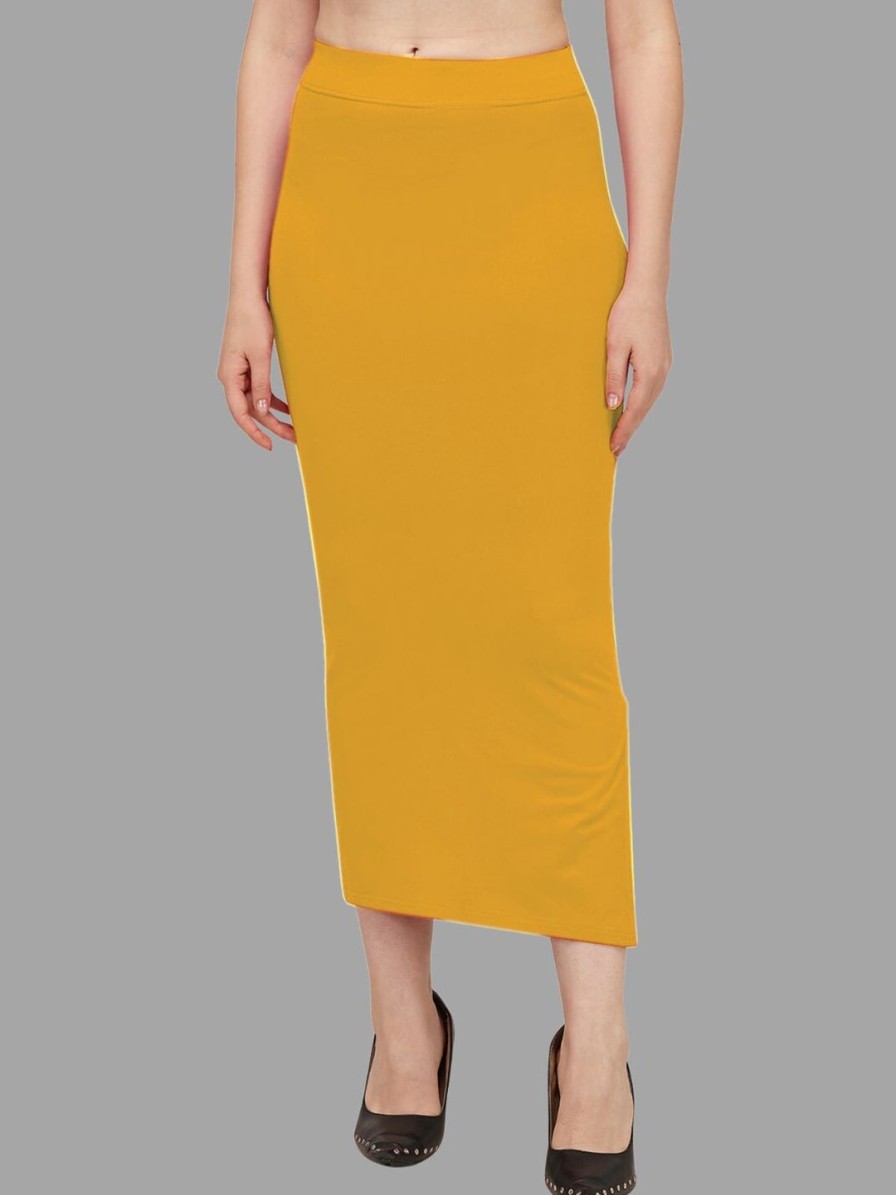 Women HERE&NOW Shapewear | Buy Here&Now Women Mustard Yellow Cotton Saree Shapewear - Apparel For Women