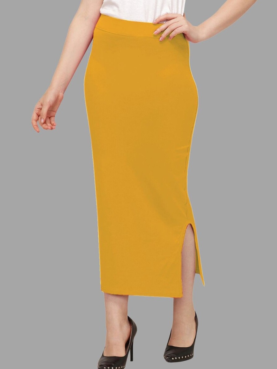 Women HERE&NOW Shapewear | Buy Here&Now Women Mustard Yellow Cotton Saree Shapewear - Apparel For Women