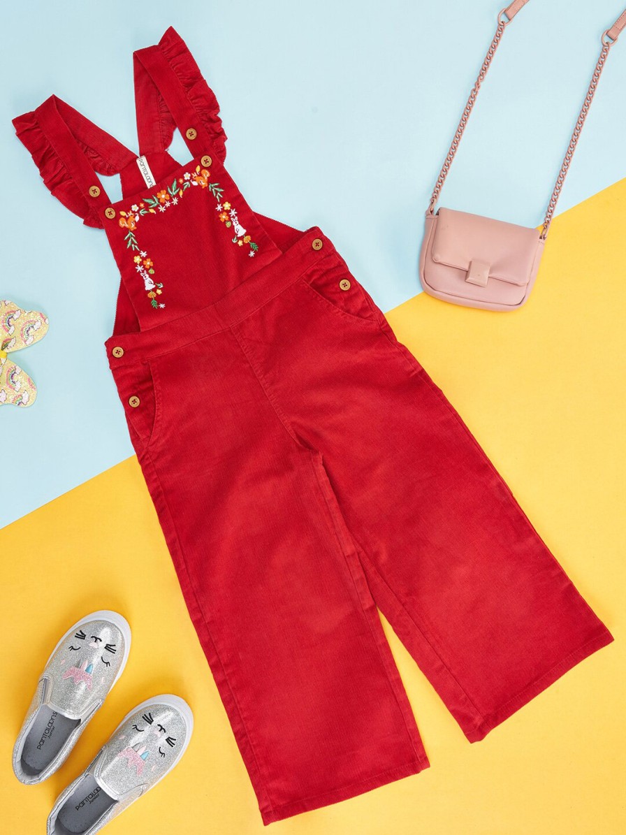 Kids Pantaloons Junior Dungarees & Jumpsuits | Buy Pantaloons Junior Girls Embroidered Dungaree - Apparel For Girls