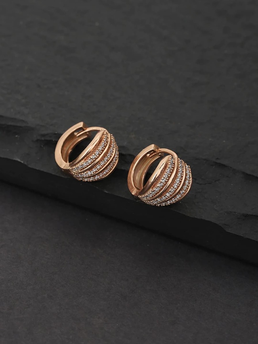 Women Carlton London Earrings | Buy Carlton London Rose Gold Circular Hoop Earrings - Accessories For Women