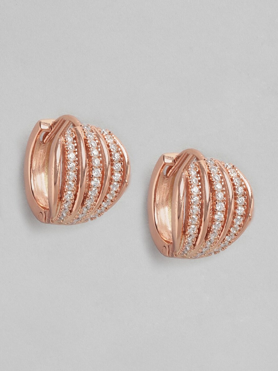 Women Carlton London Earrings | Buy Carlton London Rose Gold Circular Hoop Earrings - Accessories For Women