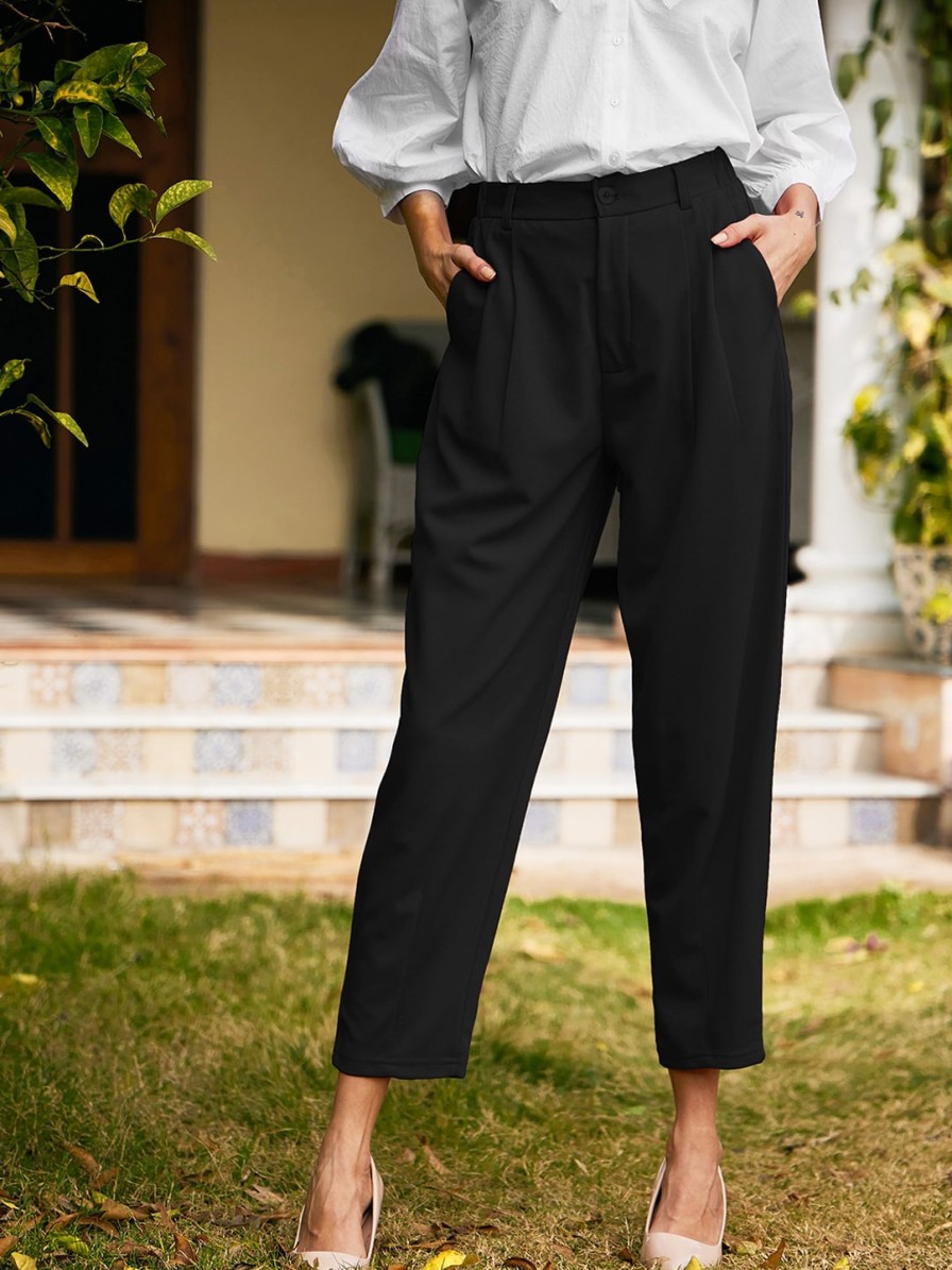 Women SASSAFRAS Trousers & Capris | Buy Sassafras Women Tapered Fit Mid Rise Pleated Trousers - Apparel For Women