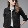 Women Roadster Jackets | Buy The Roadster Lifestyle Co Women Black Solid Denim Jacket - Apparel For Women