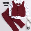 Kids BUMZEE Party Wear | Buy Bumzee Boys Maroon & White Printed Shirt With Trousers - Apparel For Boys