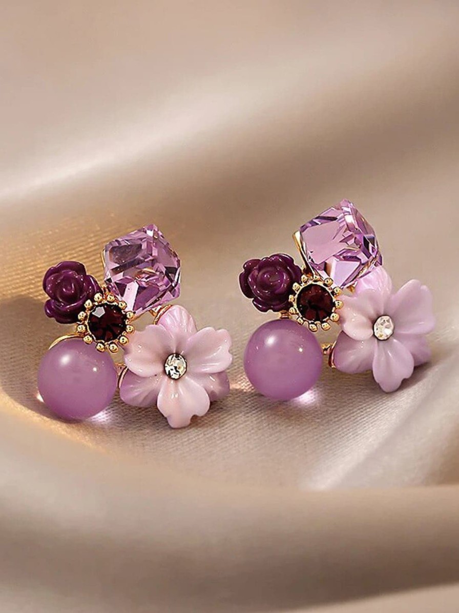 Women VAGHBHATT Earrings | Buy Vaghbhatt Crystals Pearl Floral Studs Earrings - Accessories For Women