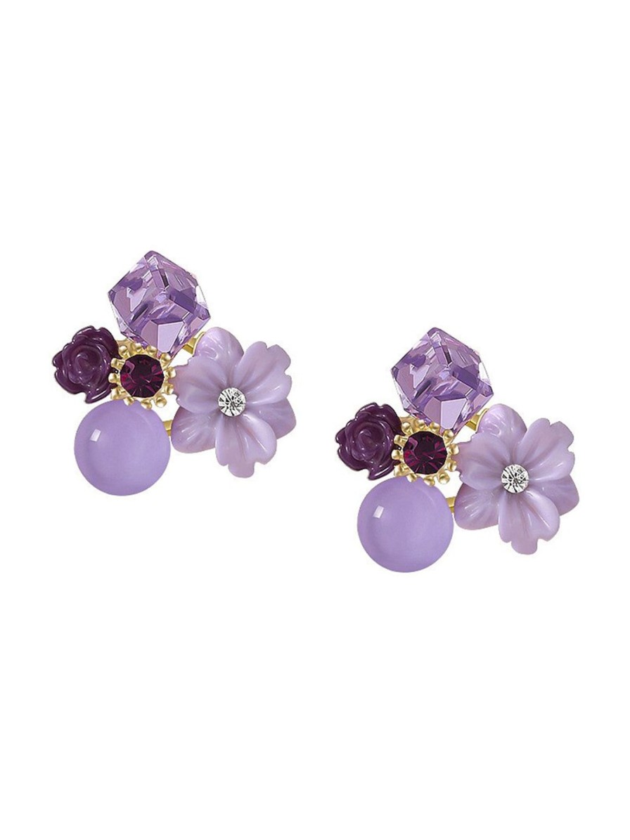 Women VAGHBHATT Earrings | Buy Vaghbhatt Crystals Pearl Floral Studs Earrings - Accessories For Women