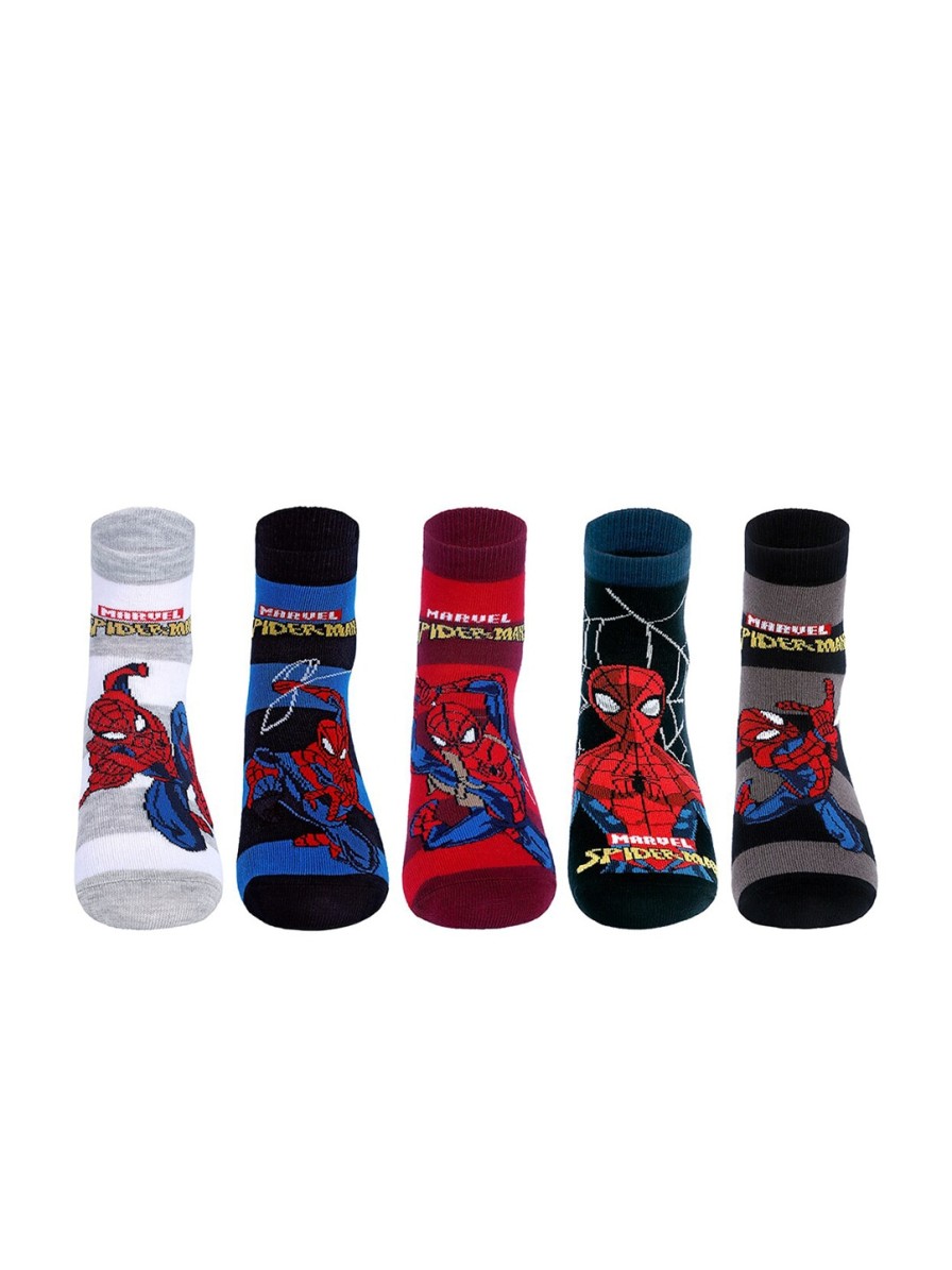 Kids Supersox Socks | Buy Supersox Boys Pack Of 5 Spiderman Printed Cotton Above Ankle Length Socks - Accessories For Boys