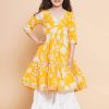 Kids Bitiya by Bhama Kurta Sets | Buy Bitiya By Bhama Girls Floral Printed Angrakha Gotta Patti Pure Cotton Kurta With Sharara - Apparel For Girls