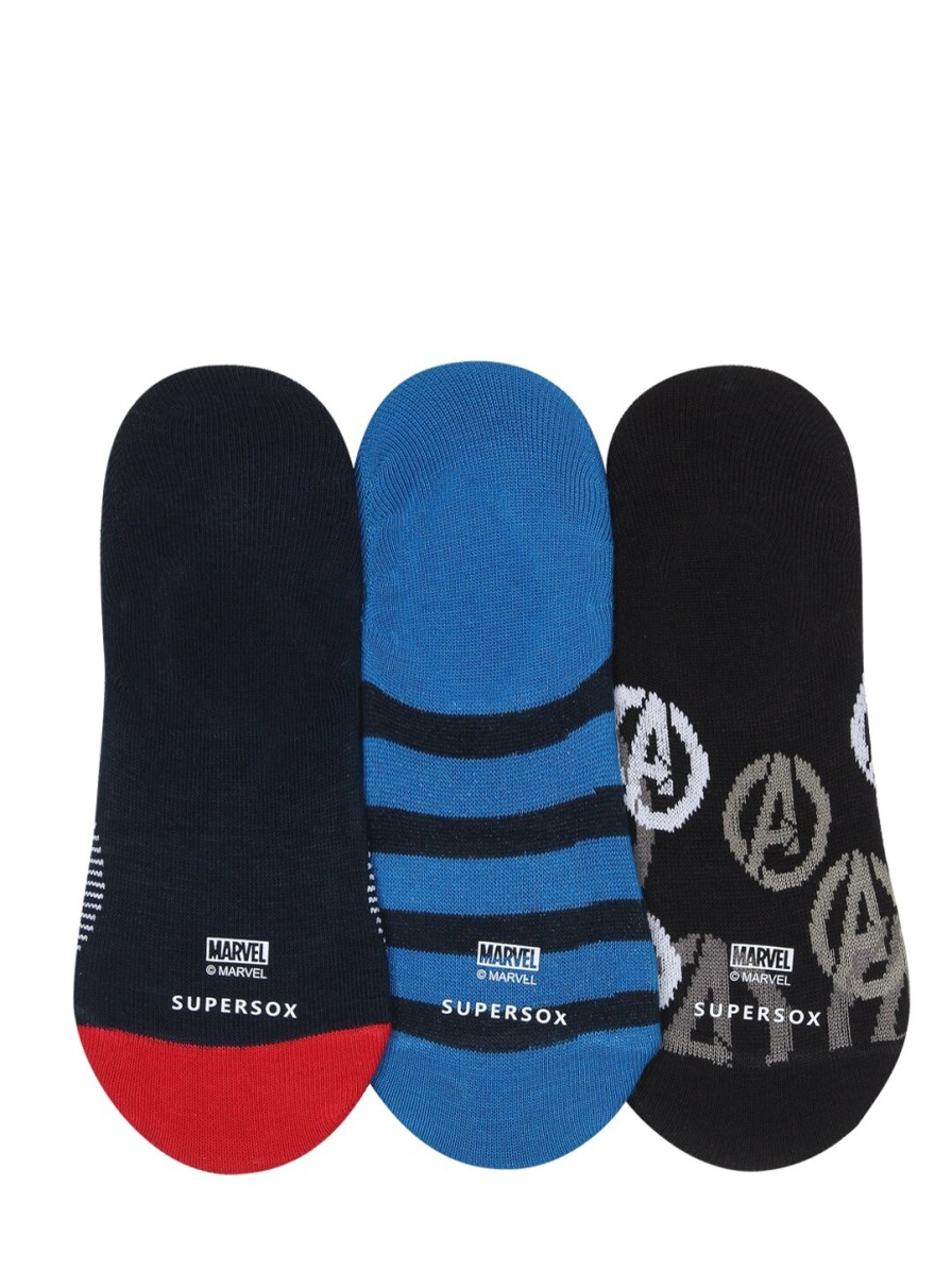 Kids Supersox Socks | Buy Supersox Boys Pack Of 3 Assorted Captain America Shoe Liners - Accessories For Boys