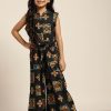 Kids Sangria Dungarees & Jumpsuits | Buy Sangria Women Black Printed Ethnic Jumpsuit - Apparel For Girls