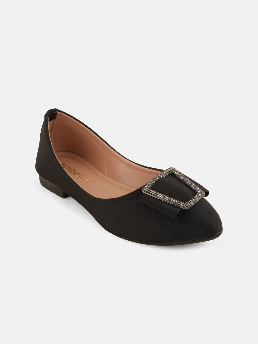 Women DressBerry Flats | Buy Dressberry Black Bows Detail Pointed Toe Ballerinas Flats - Footwear For Women