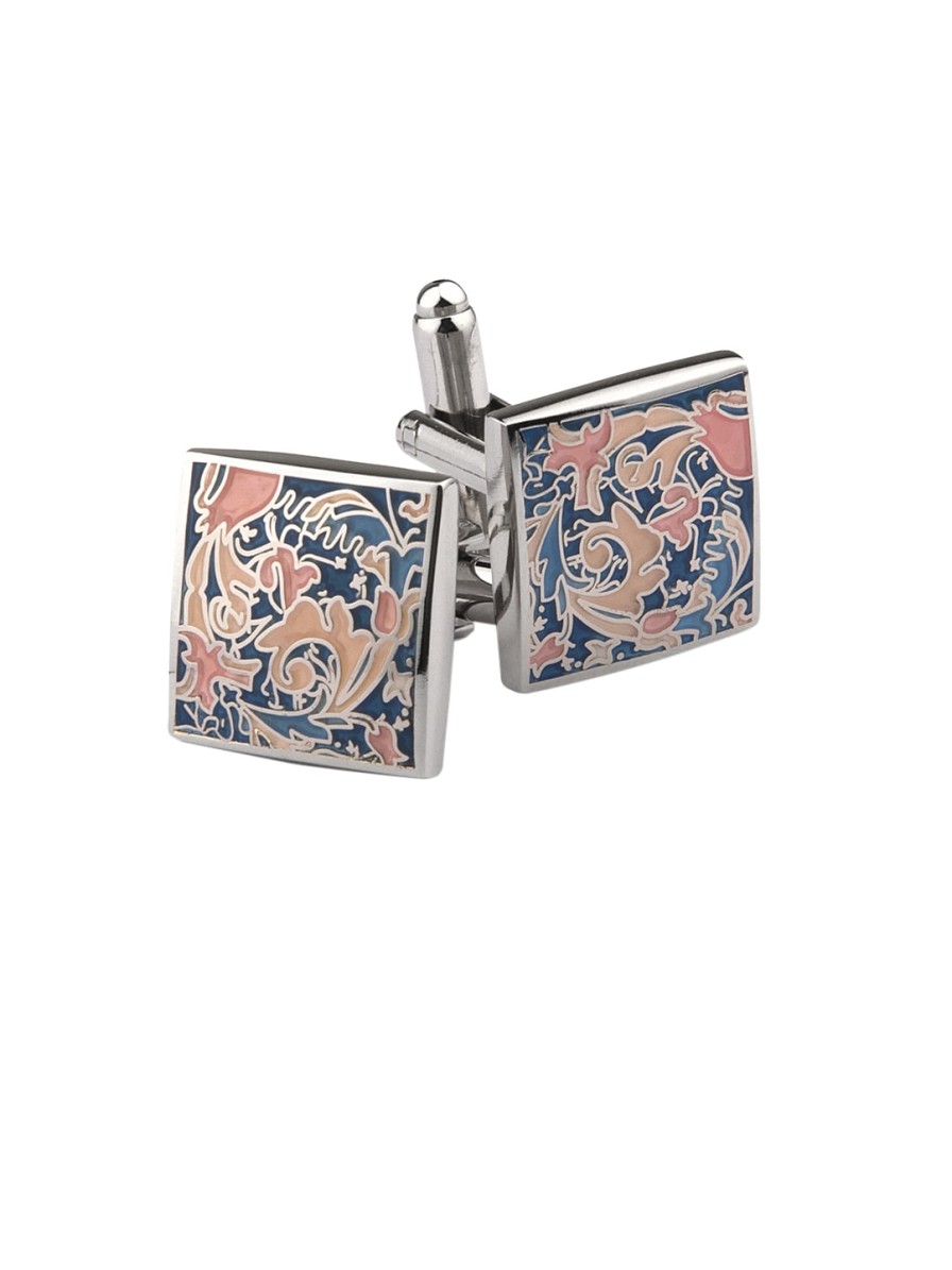 Men PELUCHE Ties, Cufflinks & Pocket Squares | Buy Peluche Blue & Pink Rhodium Plated Enamelled Square Cufflinks - Accessories For Unisex