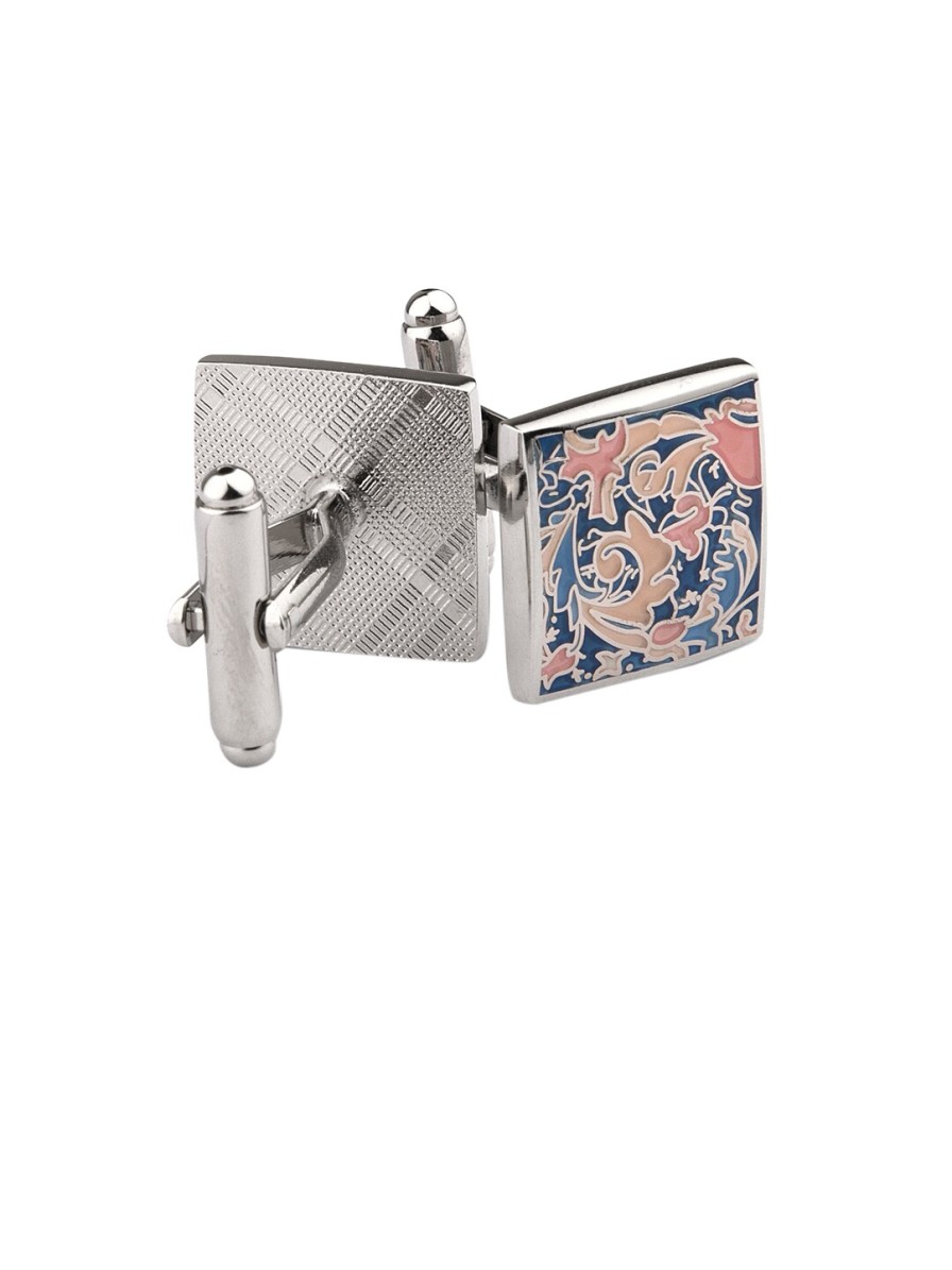 Men PELUCHE Ties, Cufflinks & Pocket Squares | Buy Peluche Blue & Pink Rhodium Plated Enamelled Square Cufflinks - Accessories For Unisex