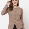 Women Kalt Sweaters & Sweatshirts | Buy Kalt Women Coffee Brown Cable Knit Acrylic Cardigan - Apparel For Women