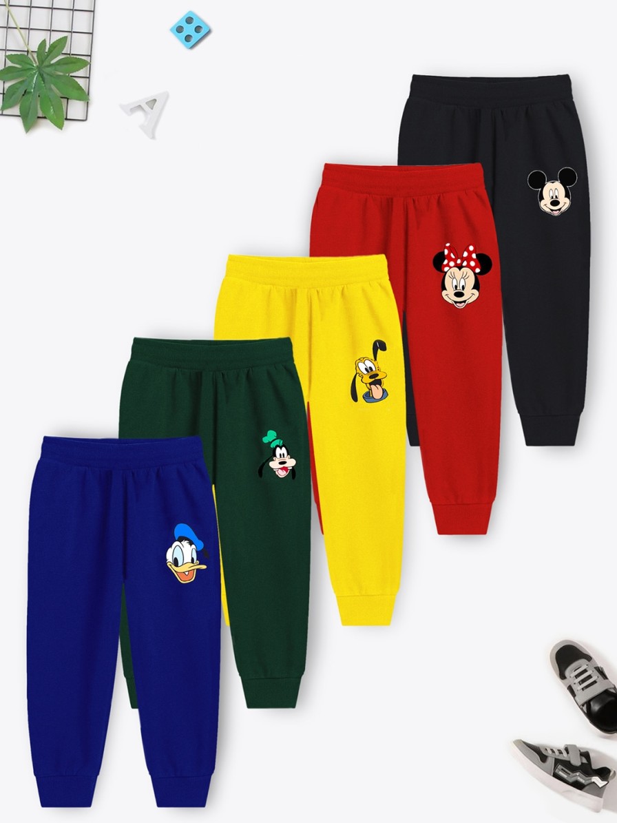 Kids YK Disney Track Pants & Pyjamas | Buy Yk Disney Boys Pack Of 5 Multicolored Disney Printed Regular Joggers - Apparel For Boys