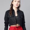 Women Popnetic Jackets | Buy Popnetic Women Black Solid Pure Cotton Crop Jacket - Apparel For Women