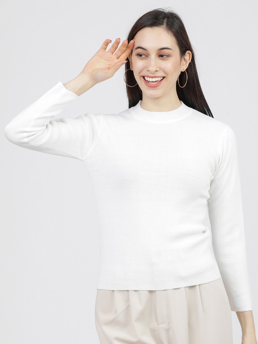 Women Tokyo Talkies Sweaters & Sweatshirts | Buy Tokyo Talkies Women Off White Solid Sweater - Apparel For Women