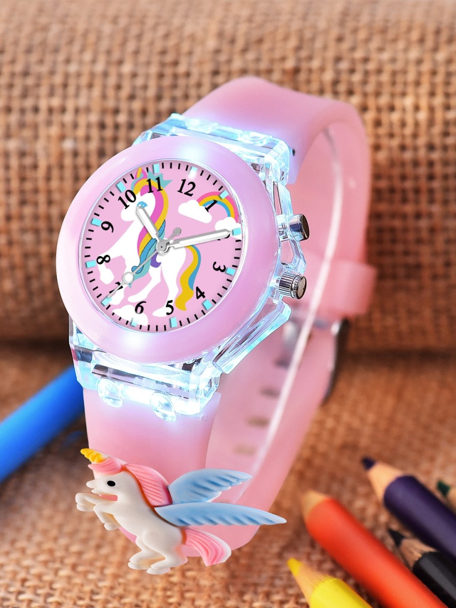 Kids Shocknshop Watches | Buy Shocknshop Kids Cartoon Printed Led Backlight Digital Multi Function Watch 327 Light Pink - Accessories For Unisex Kids