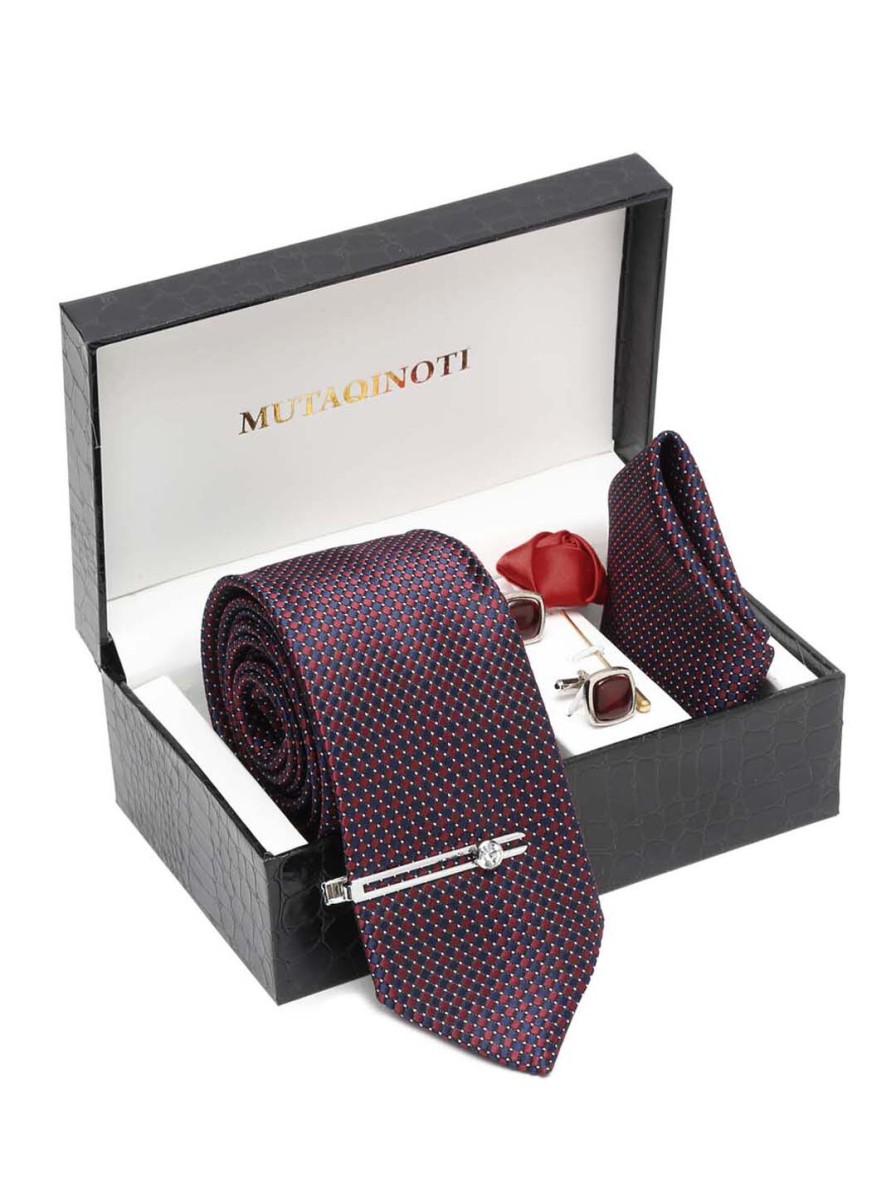 Men MUTAQINOTI Ties, Cufflinks & Pocket Squares | Buy Mutaqinoti Men Rosewood Silk Necktie Accessory Gift Set - Accessories For Men