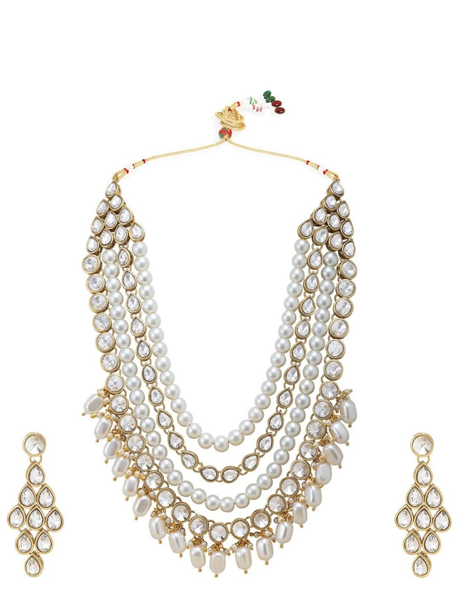 Women OOMPH Fashion Jewellery | Buy Oomph Kundan Studded & Pearl Beaded Jadau Jewellery Set - Accessories For Women