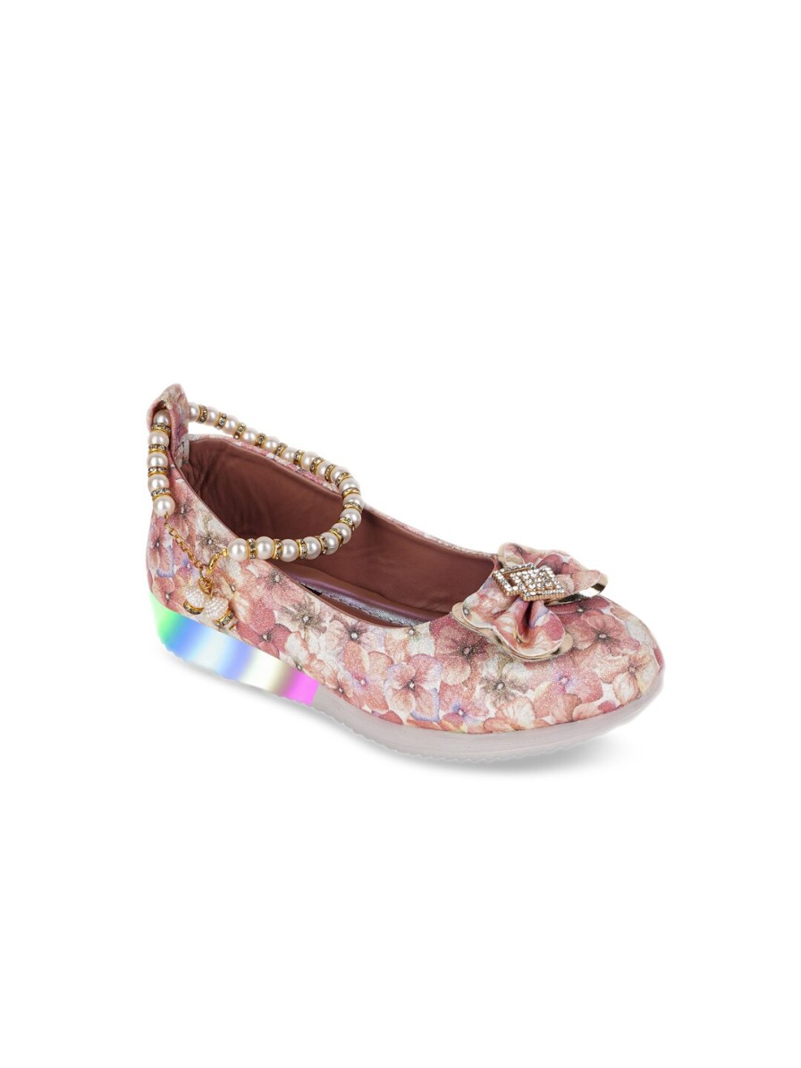 Kids BAESD Party Wear | Buy Baesd Girls Embellished Printed Party Ballerinas With Bows & Led Lights - Footwear For Girls